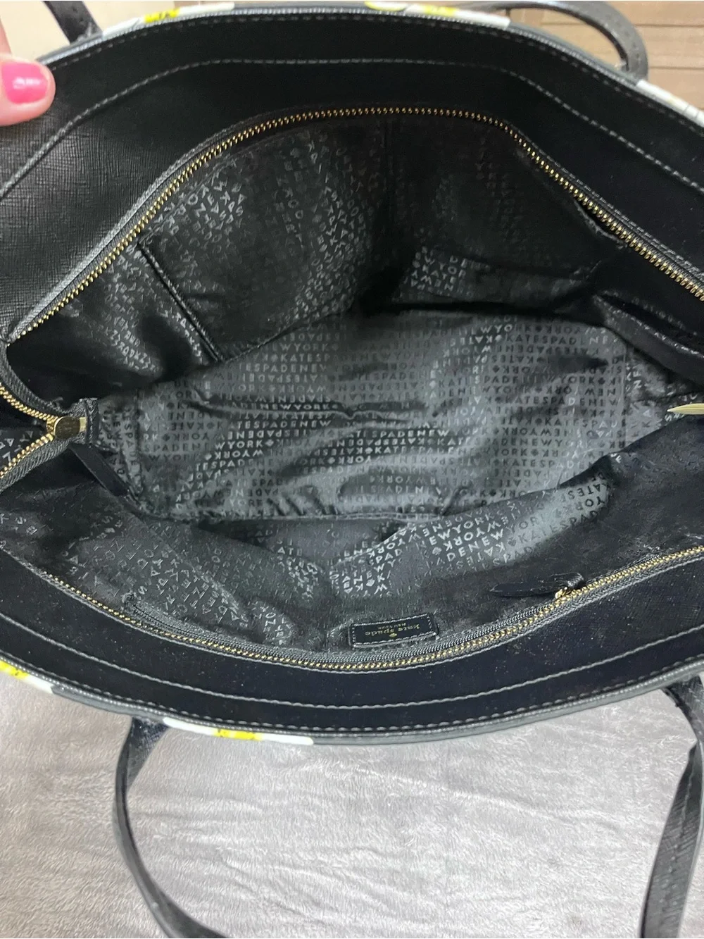 kate spade Black Daisy Tote Bag